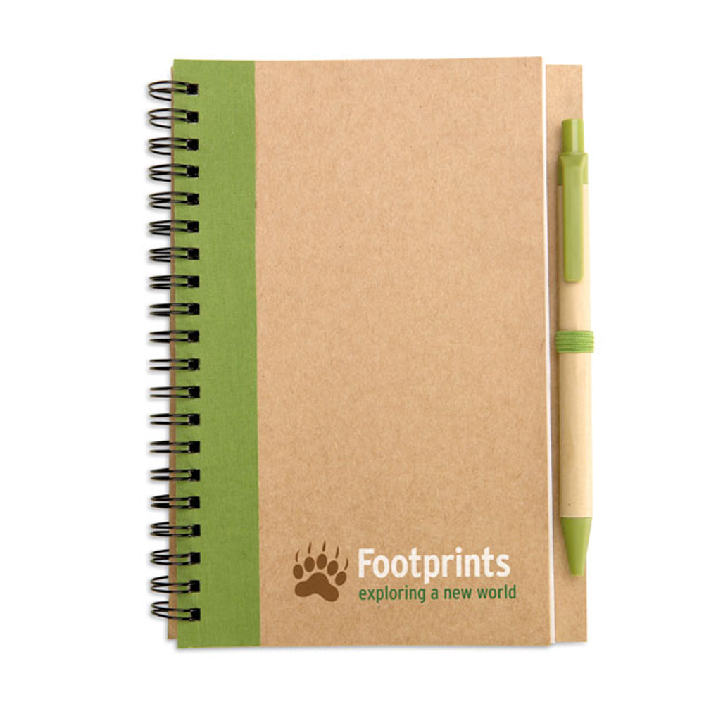 Recycled notebook with pen